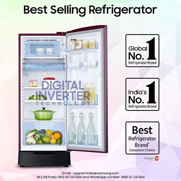 Samsung 183 L, 4 Star, Digital Inverter, Direct-Cool Single Door Refrigerator - Image 3